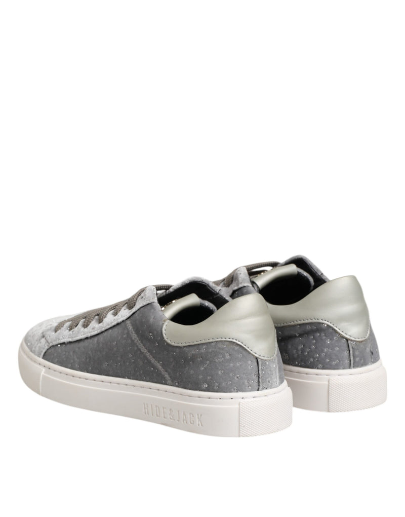 HIDE & JACK Gray Suede Low Top Lace Up Sneakers