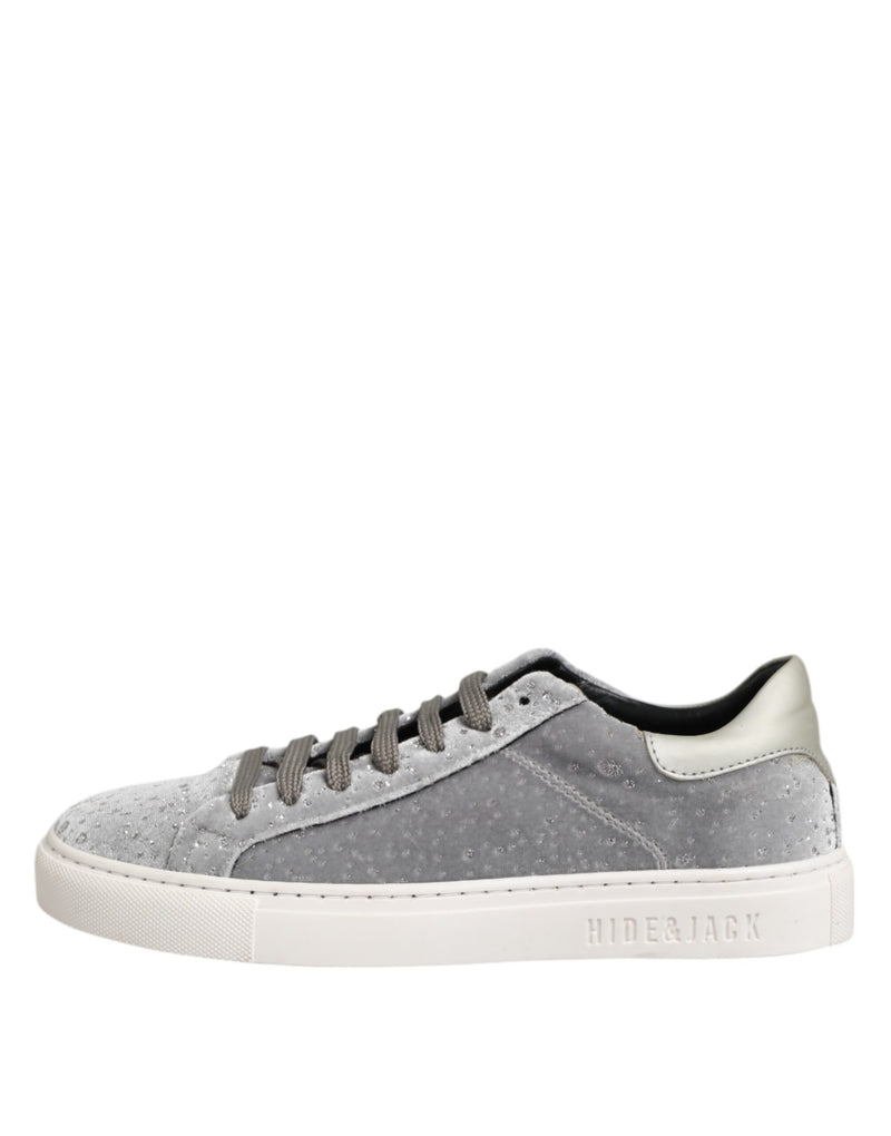HIDE & JACK Gray Suede Low Top Lace Up Sneakers