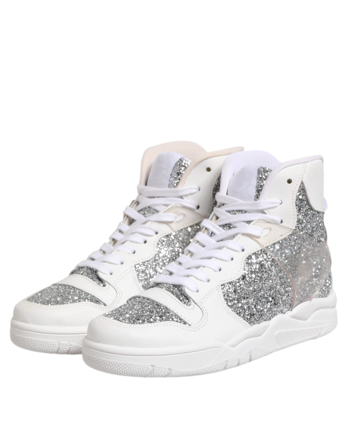 Chiara Ferragni Sneakers Femme Hauts Blancs Argentés