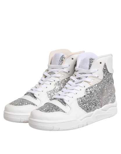 Witte en zilveren hi-top sneakers voor dames van Chiara Ferragni