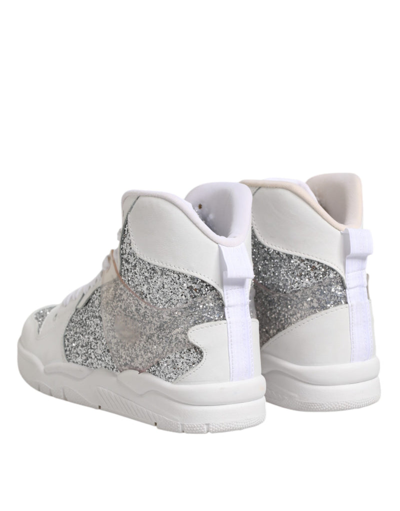 Chiara Ferragni White Silver High Top Women Sneakers