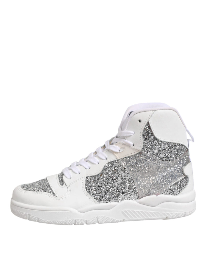 Chiara Ferragni White Silver High Top Women Sneakers