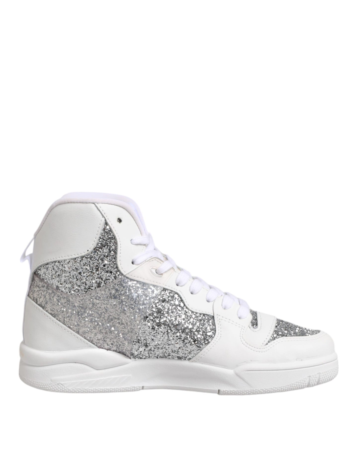 Witte en zilveren hi-top sneakers voor dames van Chiara Ferragni