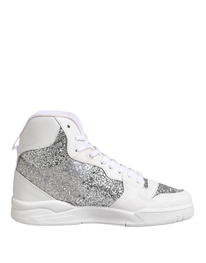 Witte en zilveren hi-top sneakers voor dames van Chiara Ferragni