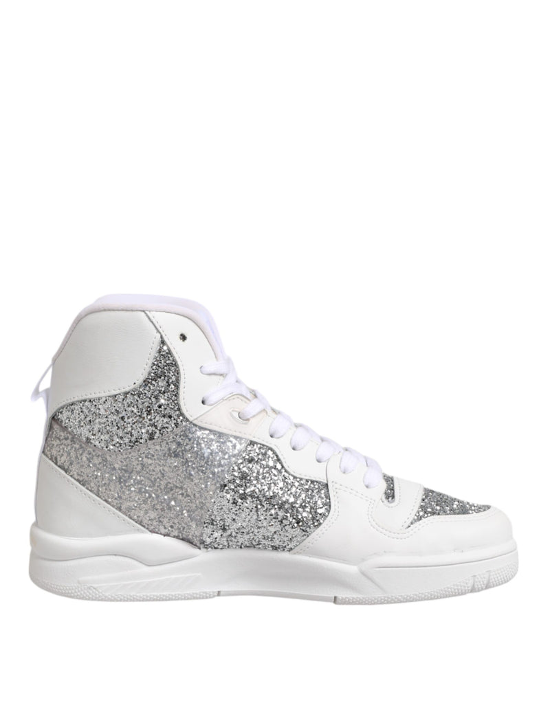 Chiara Ferragni White Silver High Top Women Sneakers