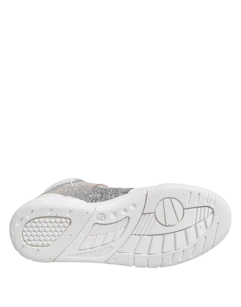 Chiara Ferragni White Silver High Top Women Sneakers