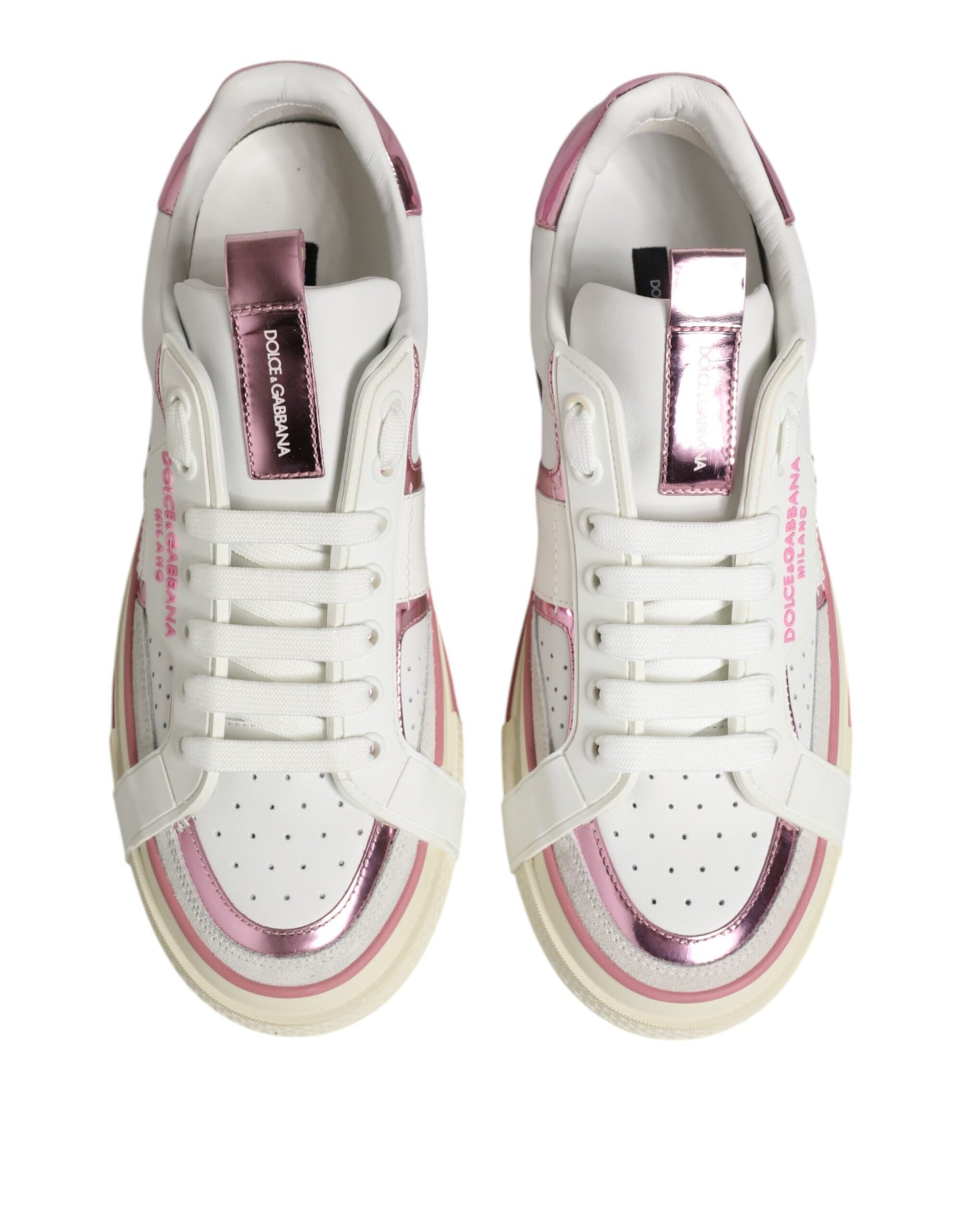 Sneakers basses en cuir blanc avec logo DG de Dolce & Gabbana