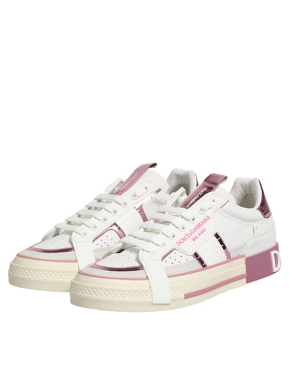 Sneakers basses en cuir blanc avec logo DG de Dolce & Gabbana