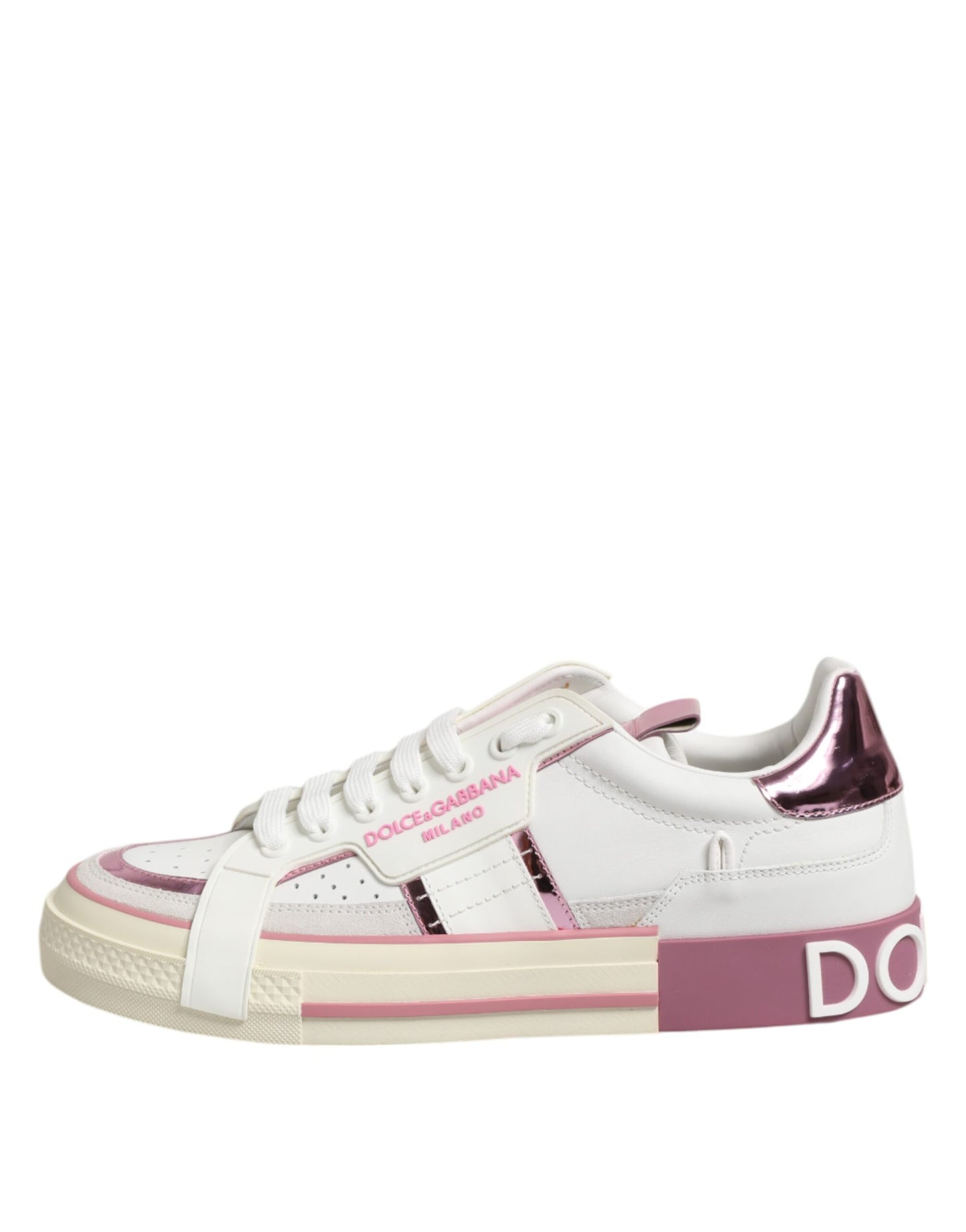 Sneakers basses en cuir blanc avec logo DG de Dolce & Gabbana