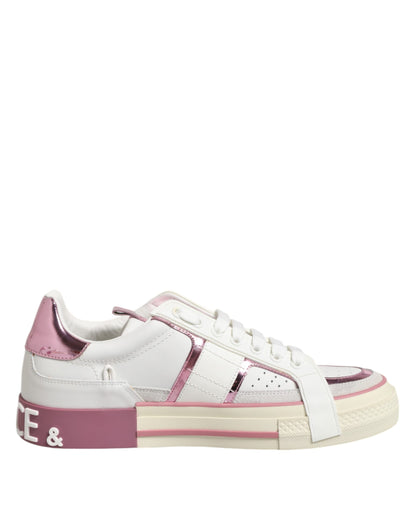 Sneakers basses en cuir blanc avec logo DG de Dolce & Gabbana