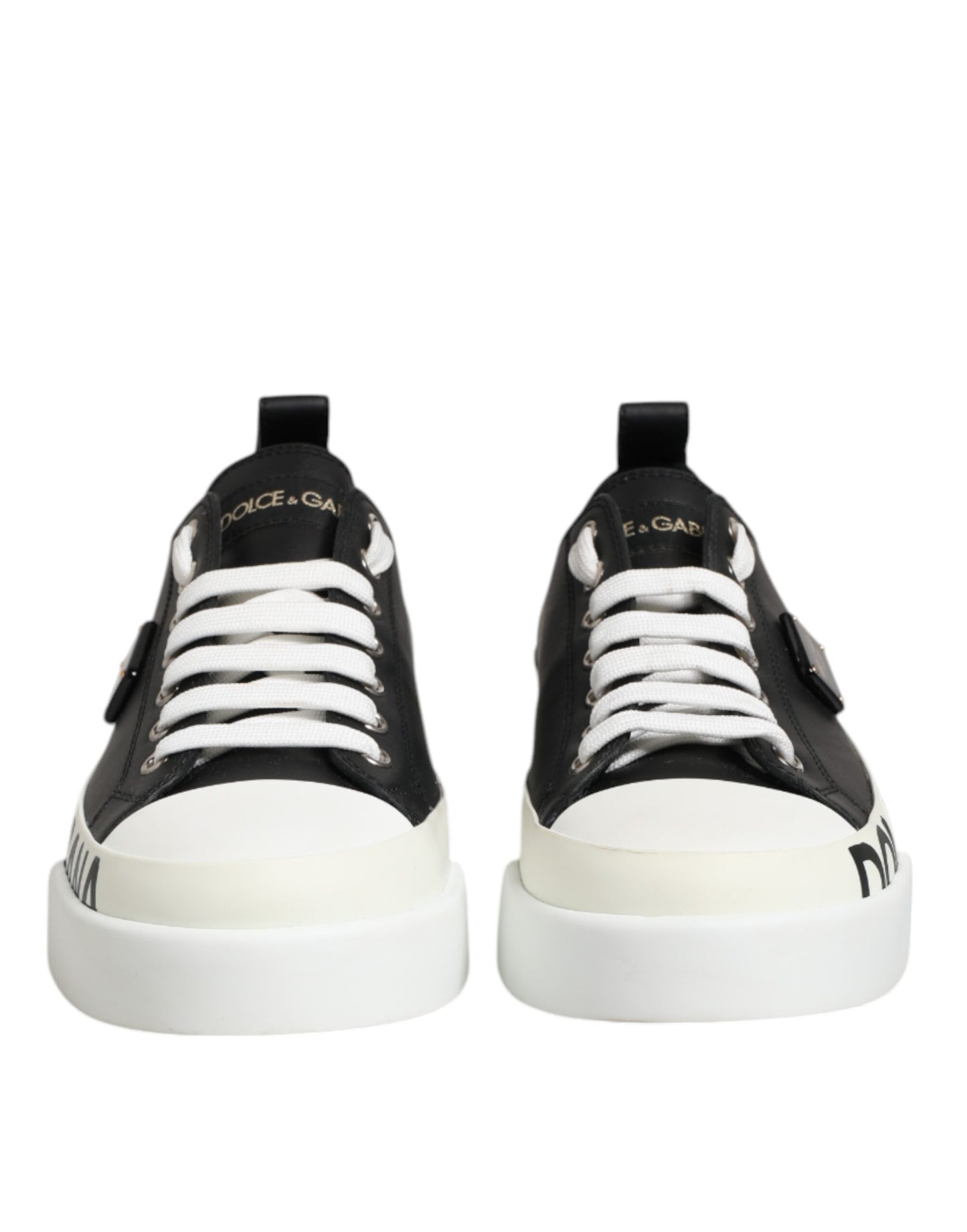 Sneakers basses en cuir noir et blanc Dolce & Gabbana