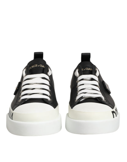 Sneakers basses en cuir noir et blanc Dolce & Gabbana
