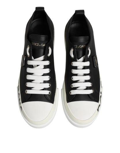 Sneakers basses en cuir noir et blanc Dolce & Gabbana