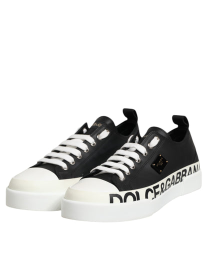 Sneakers basses en cuir noir et blanc Dolce & Gabbana