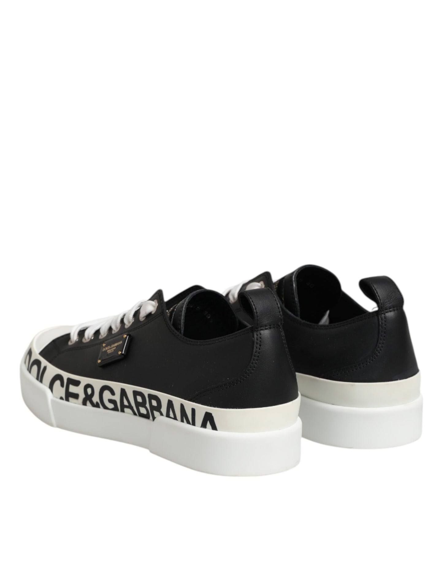 Sneakers basses en cuir noir et blanc Dolce & Gabbana
