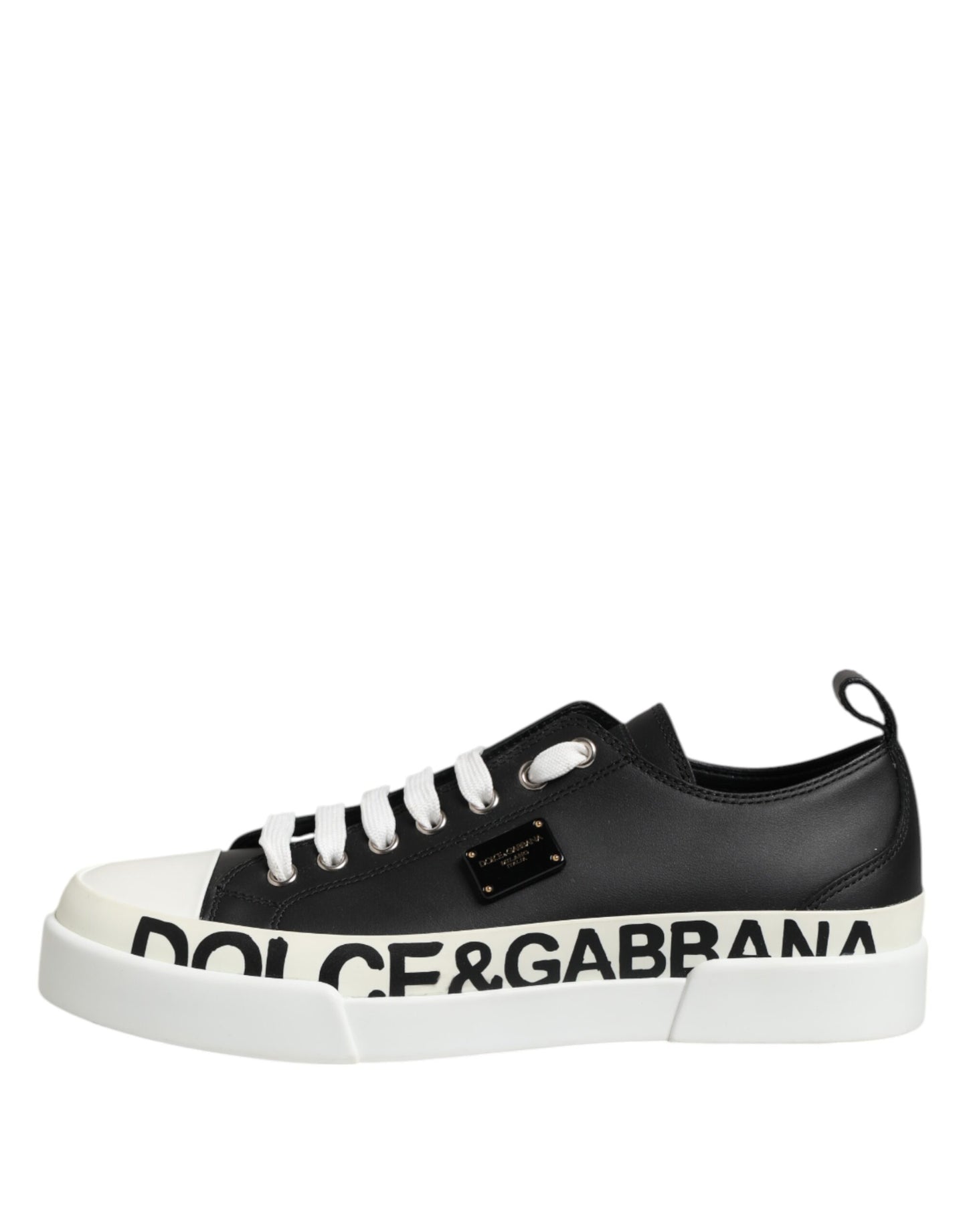 Sneakers basses en cuir noir et blanc Dolce & Gabbana