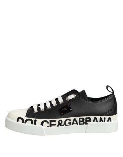Sneakers basses en cuir noir et blanc Dolce & Gabbana