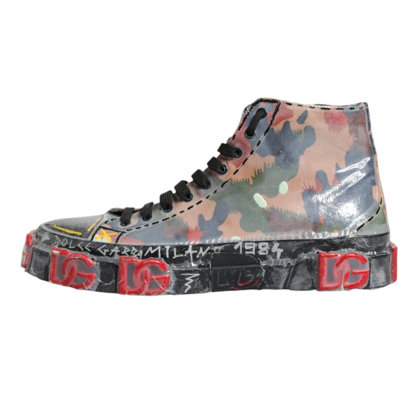 Dolce & Gabbana Multicolor Camouflage High Top Sneakers Shoes