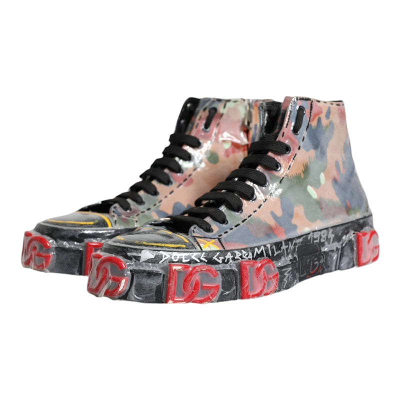 Dolce & Gabbana Multicolor Camouflage High Top Sneakers