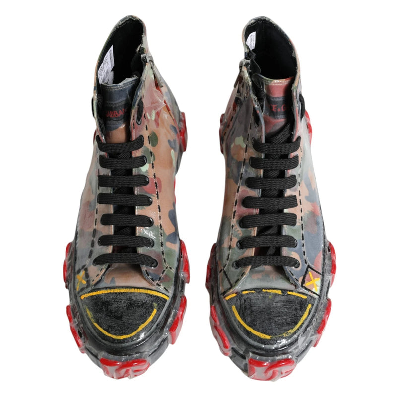 Dolce & Gabbana Multicolor Camouflage High Top Sneakers