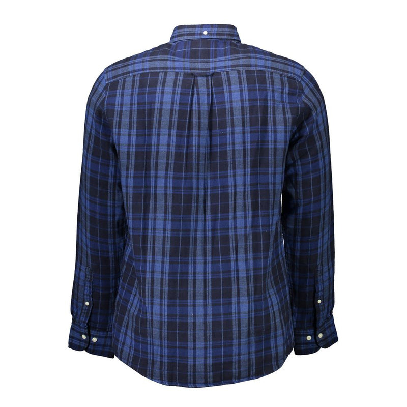 Gant Blue Cotton Shirt - Regular Fit with Button-Down Collar