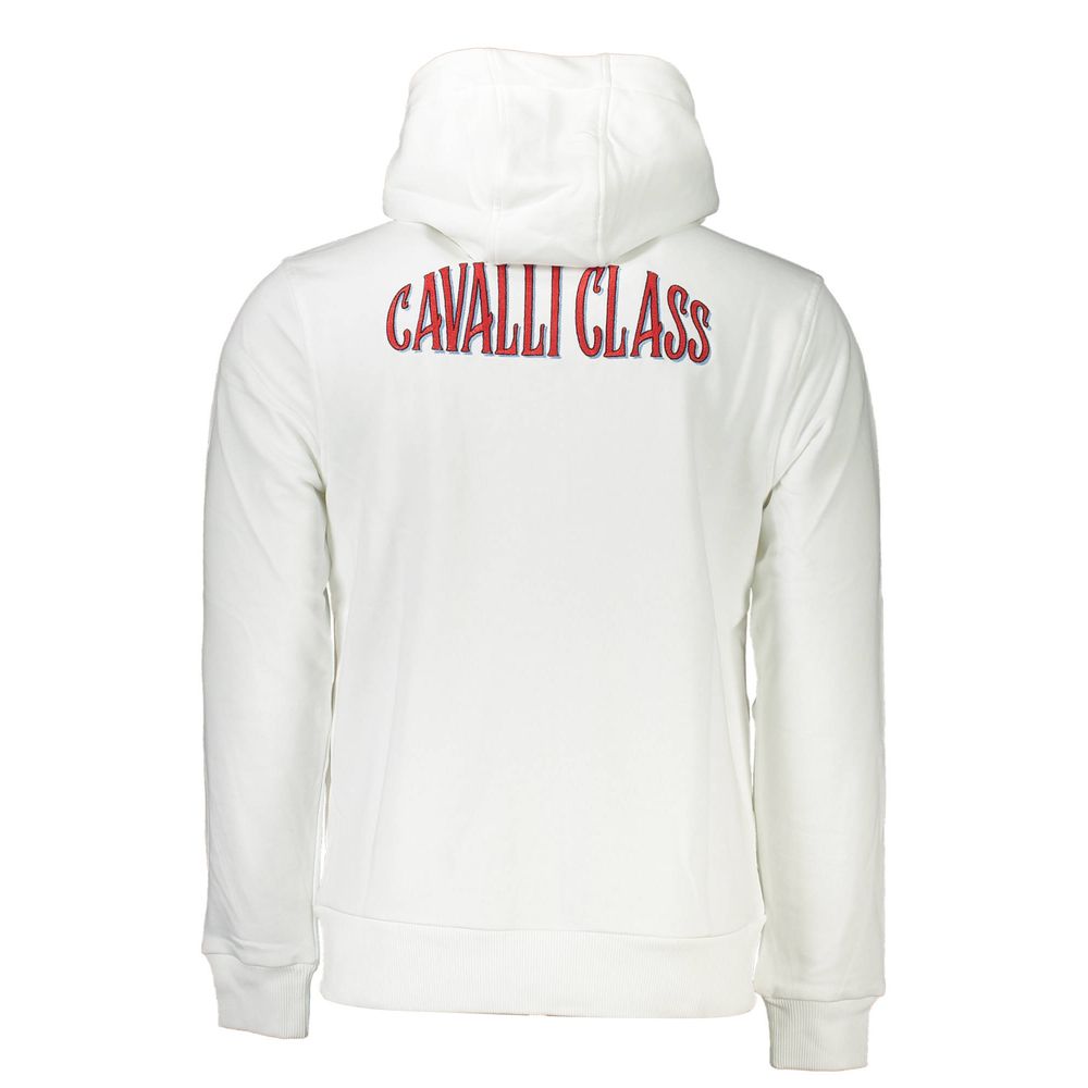 Pull à capuche blanc en coton pour homme Cavalli Class