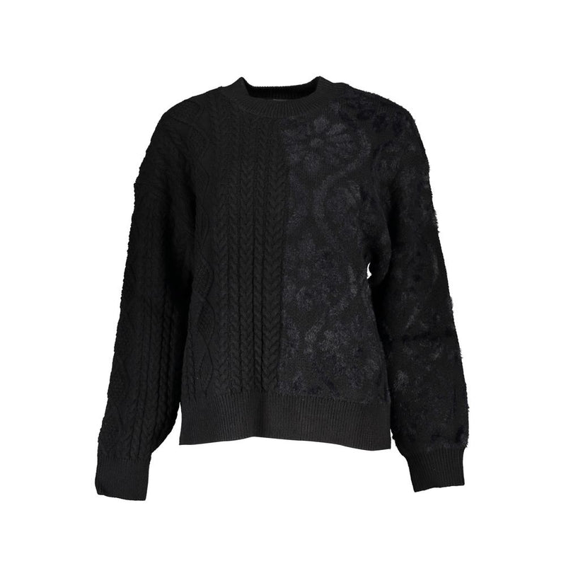 Desigual Black Cotton Sweater - Stylish Turtleneck Design