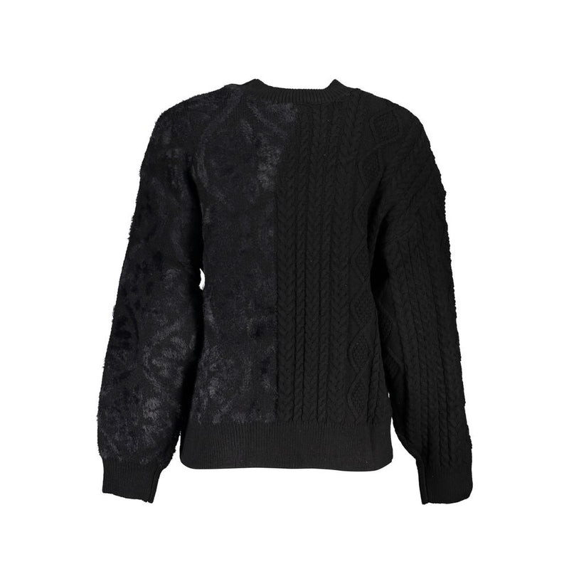 Desigual Black Cotton Sweater - Stylish Turtleneck Design