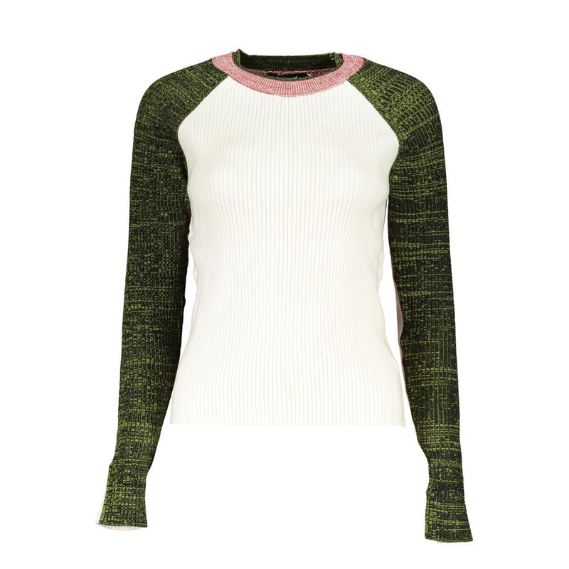 Desigual White Polyester Sweater - Stylish Long Sleeved Top