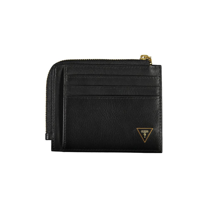 Guess Jeans Black Leather Wallet - RFID Block & Zip Closure