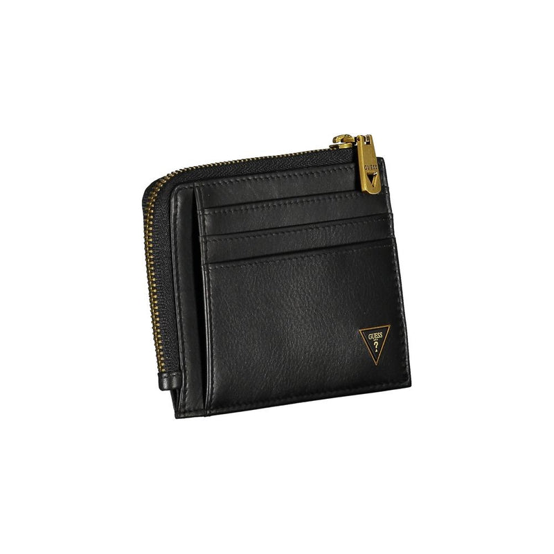 Guess Jeans Black Leather Wallet - RFID Block & Zip Closure
