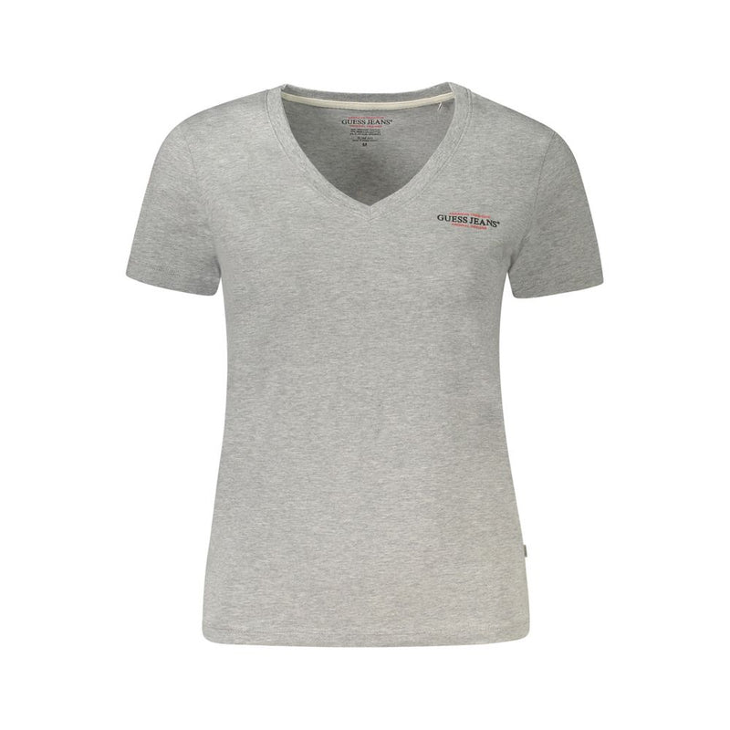 Guess Jeans Gray Cotton V-Neck Women's Top