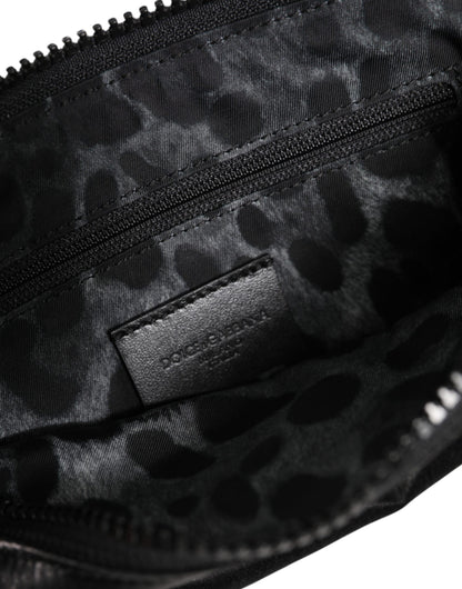 Pochette porte-clés Dolce & Gabbana en nylon noir avec logo