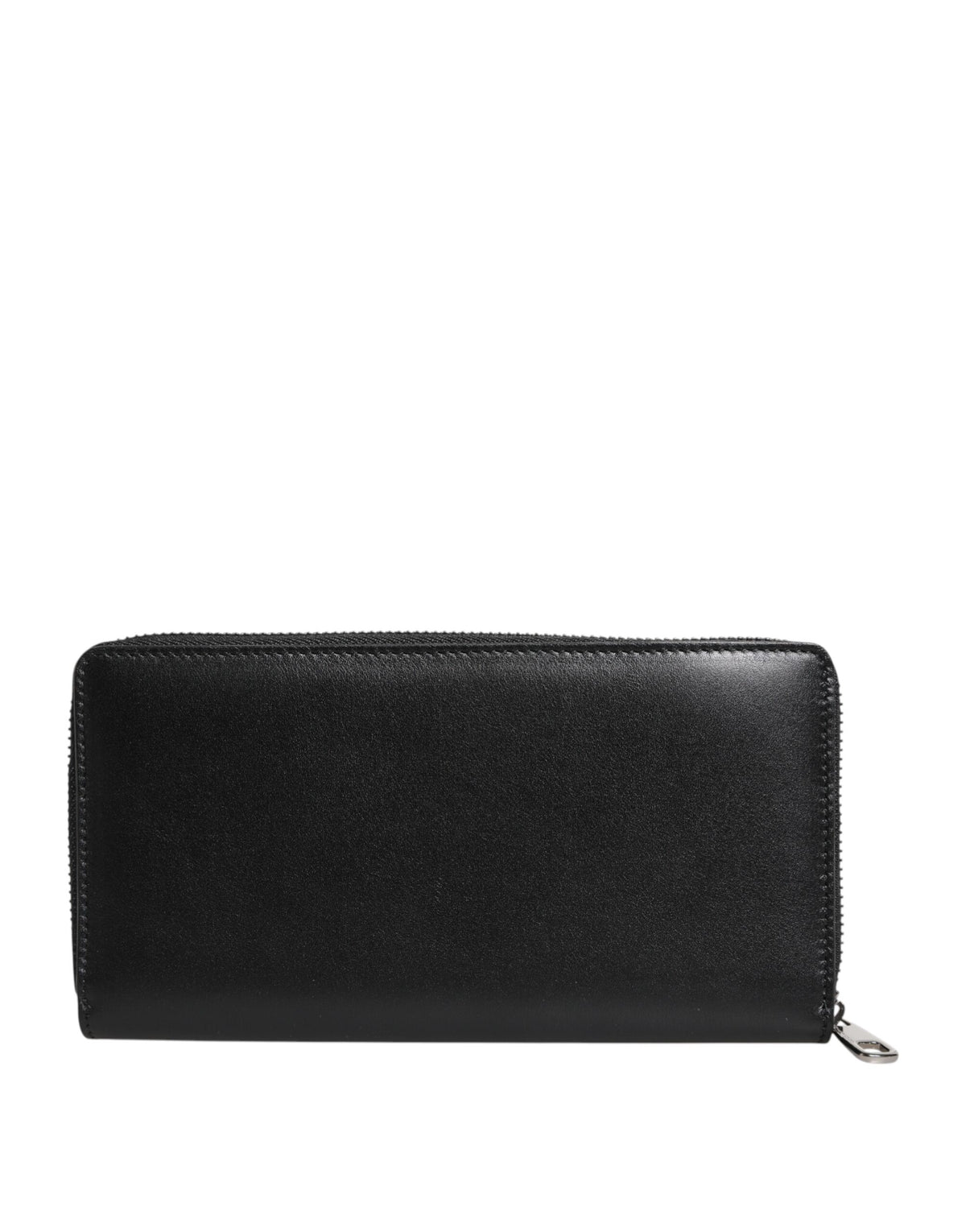Portefeuille continental zippé en cuir noir Dolce &amp; Gabbana avec plaque logo