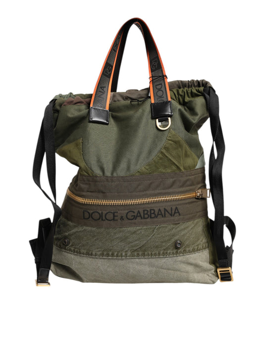 Sac à dos patchwork vert militaire Dolce & Gabbana
