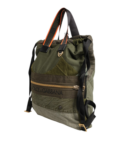 Sac à dos patchwork vert militaire Dolce & Gabbana