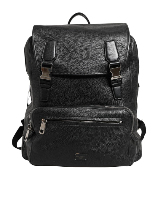 Sac à dos Palermo noir Dolce & Gabbana en cuir de veau martelé