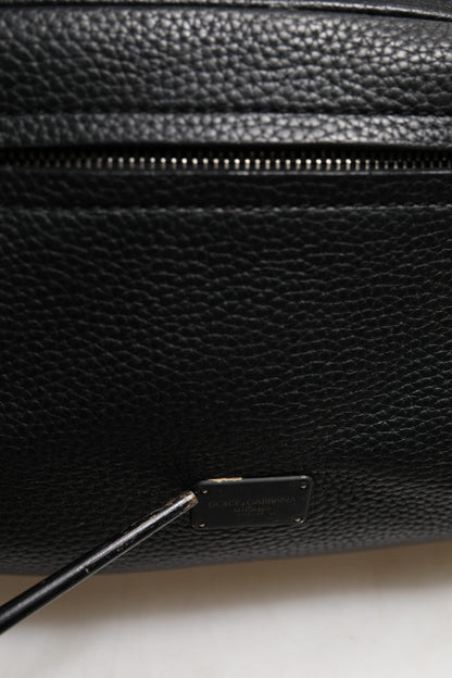 Sac à dos Palermo noir Dolce & Gabbana en cuir de veau martelé