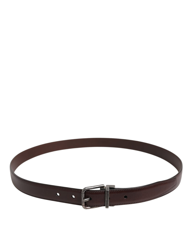 Dolce &amp; Gabbana Bruine Klassieke Zilveren Metalen Logo Gesp Riem