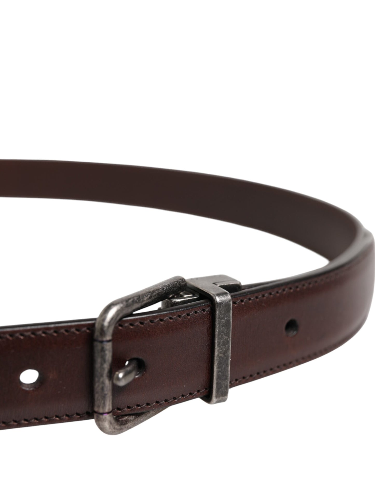 Dolce & Gabbana Brown Classic Silver Metal Logo Buckle Belt