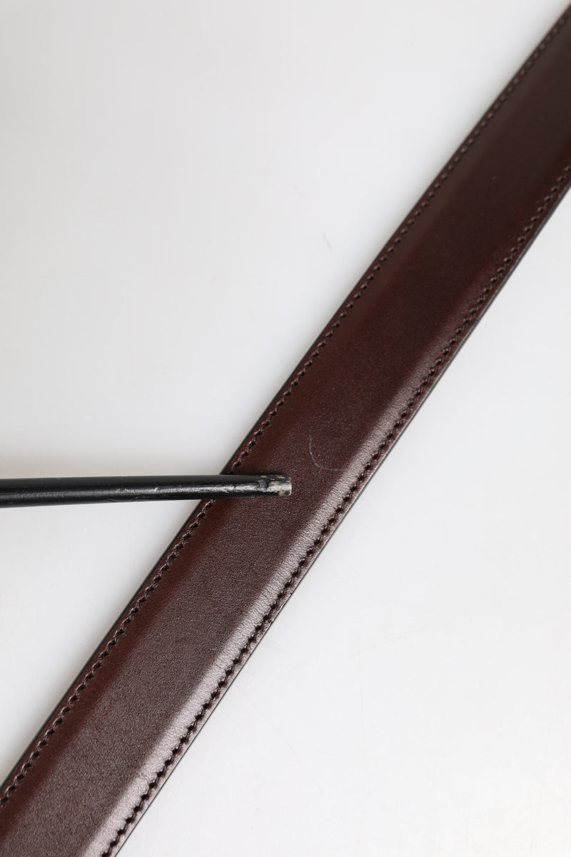 Dolce &amp; Gabbana Bruine Klassieke Zilveren Metalen Logo Gesp Riem