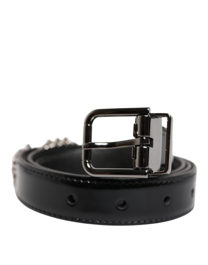 Dolce &amp; Gabbana Zwarte Riem met Metalen Logo Gesp