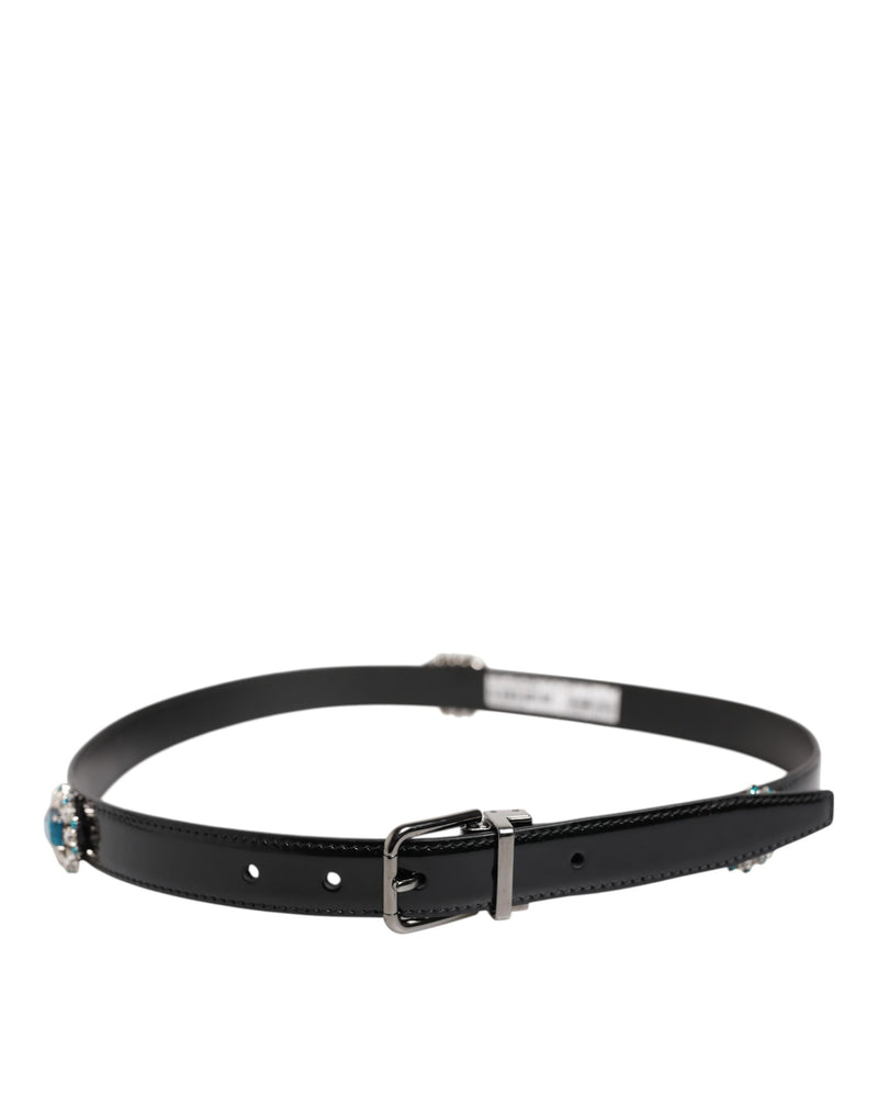 Dolce &amp; Gabbana Zwarte Riem met Metalen Logo Gesp