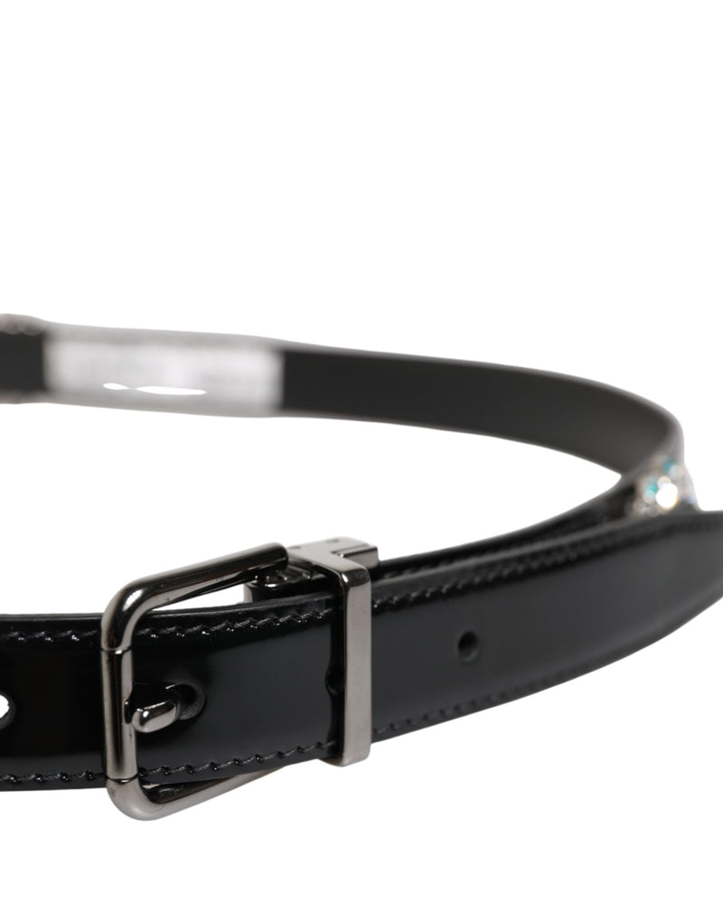 Dolce &amp; Gabbana Zwarte Riem met Metalen Logo Gesp