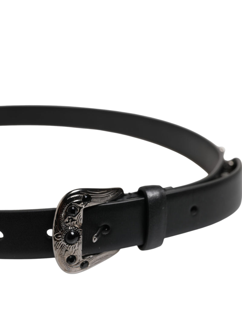 Dolce &amp; Gabbana zwarte leren riem met metalen logo-gesp en studs