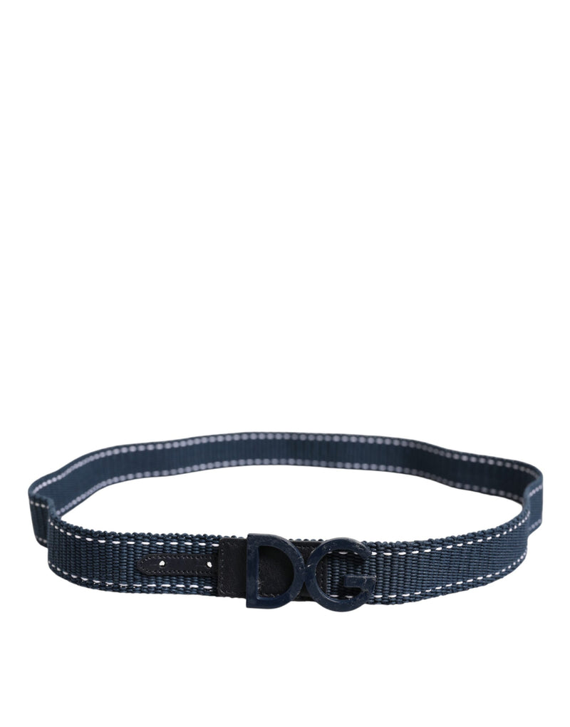 Dolce &amp; Gabbana blauwe witte katoenen DG-logo metalen gesp riem