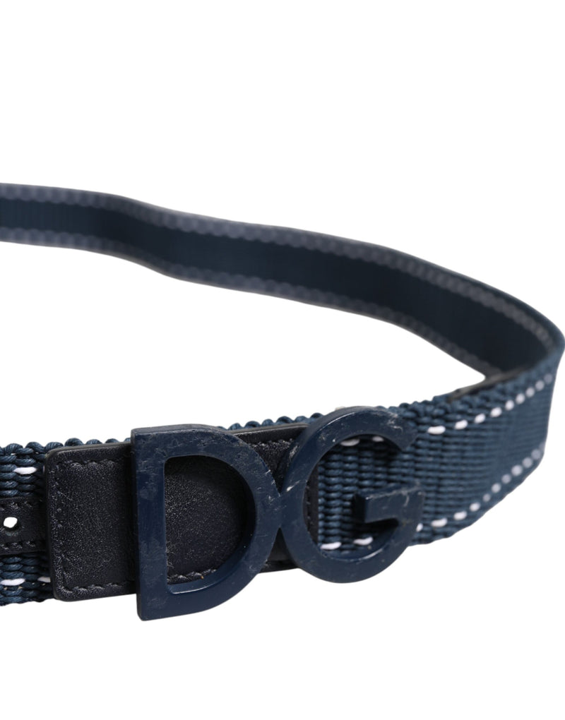 Dolce &amp; Gabbana blauwe witte katoenen DG-logo metalen gesp riem