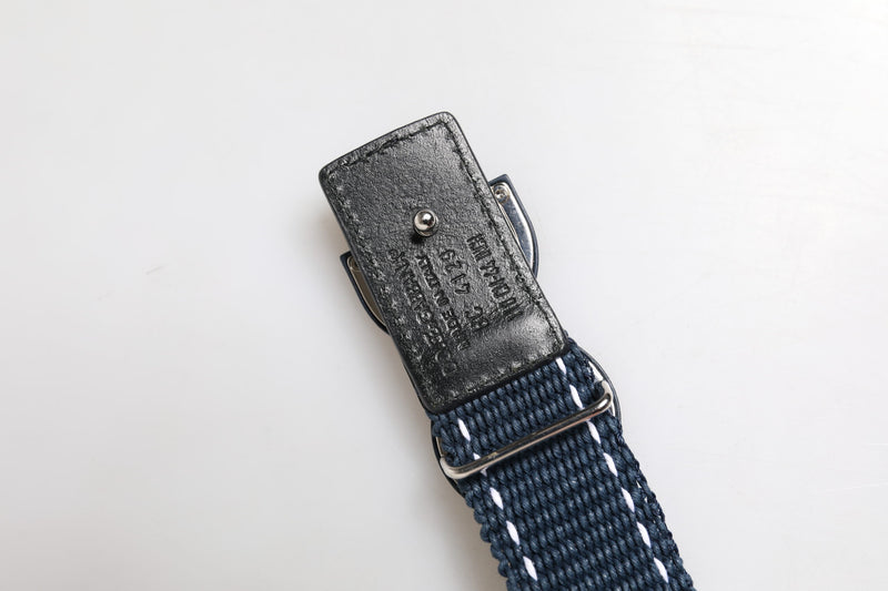 Dolce &amp; Gabbana blauwe witte katoenen DG-logo metalen gesp riem