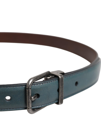 Dolce & Gabbana Green Classic Leather Metal Logo Buckle Belt