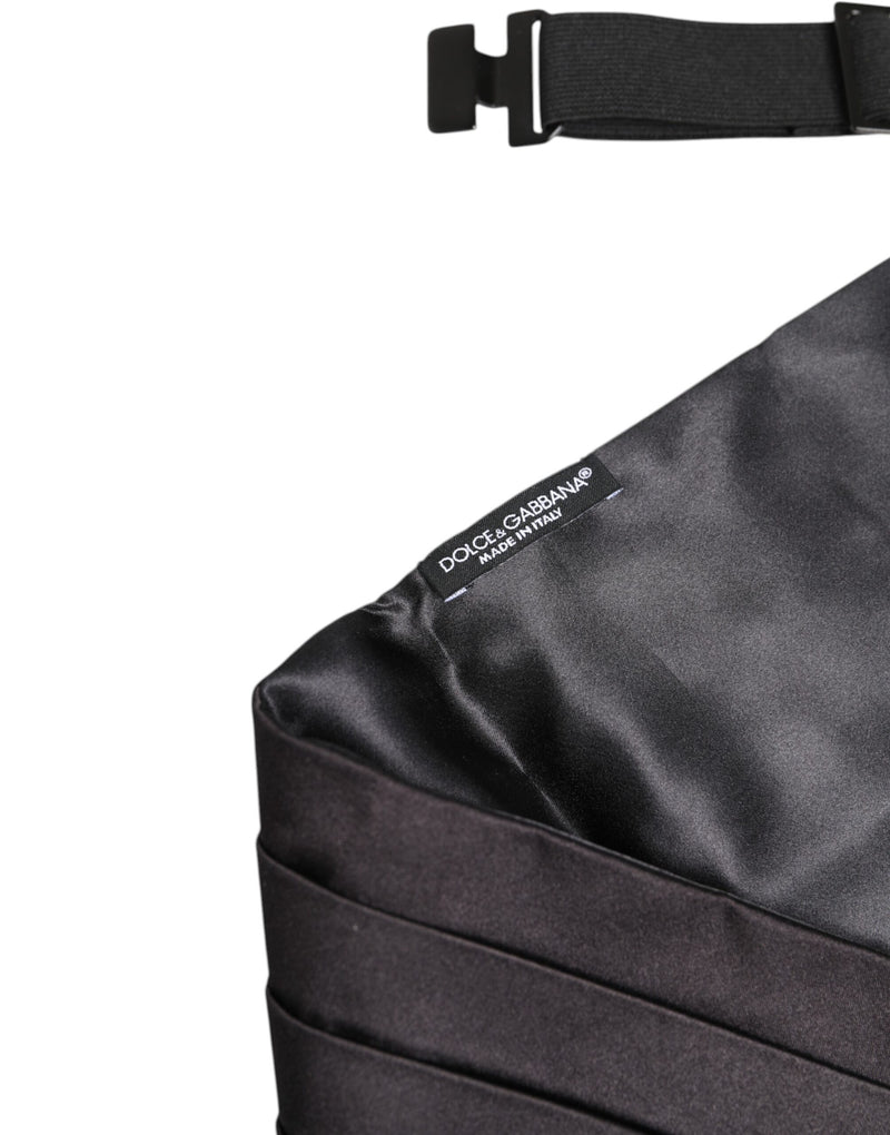 Dolce &amp; Gabbana Zwarte Heren 100% Zijden Riem Brede Taille Cummerbund